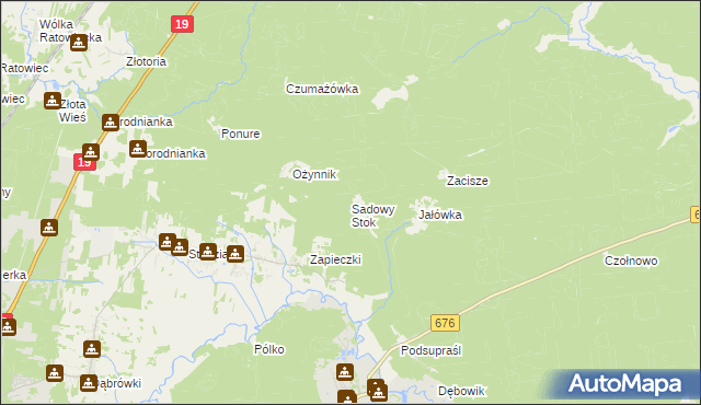 mapa Sadowy Stok, Sadowy Stok na mapie Targeo