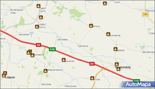 mapa Samborz gmina Kostomłoty, Samborz gmina Kostomłoty na mapie Targeo