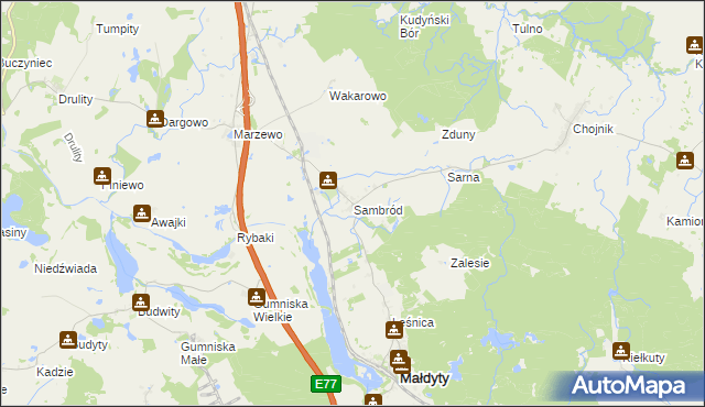 mapa Sambród, Sambród na mapie Targeo