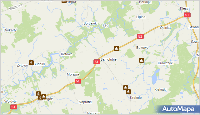 mapa Samolubie, Samolubie na mapie Targeo