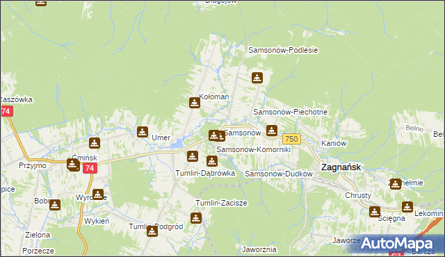 mapa Samsonów, Samsonów na mapie Targeo