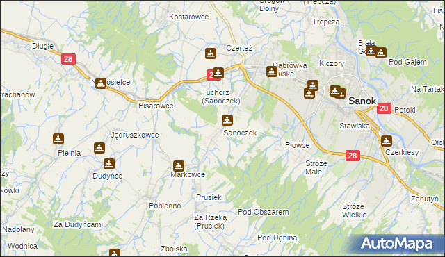 mapa Sanoczek, Sanoczek na mapie Targeo