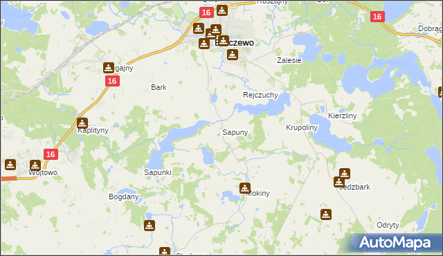 mapa Sapuny, Sapuny na mapie Targeo