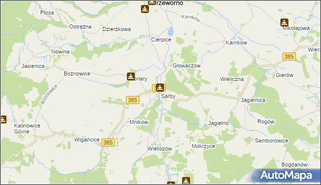 mapa Sarby, Sarby na mapie Targeo
