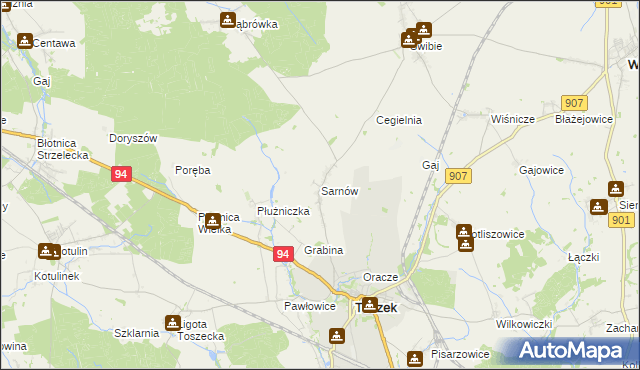 mapa Sarnów gmina Toszek, Sarnów gmina Toszek na mapie Targeo