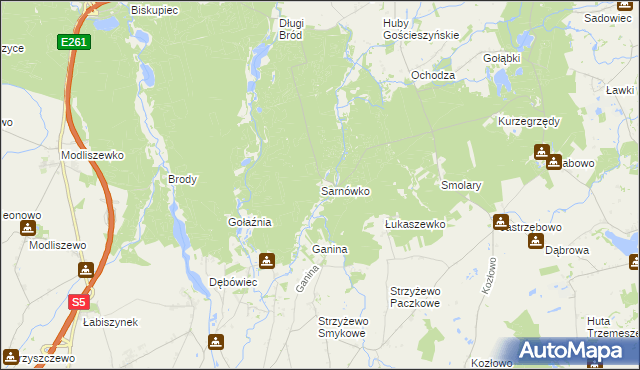 mapa Sarnówko gmina Rogowo, Sarnówko gmina Rogowo na mapie Targeo