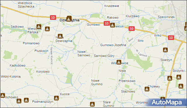 mapa Sarnowo-Góry, Sarnowo-Góry na mapie Targeo