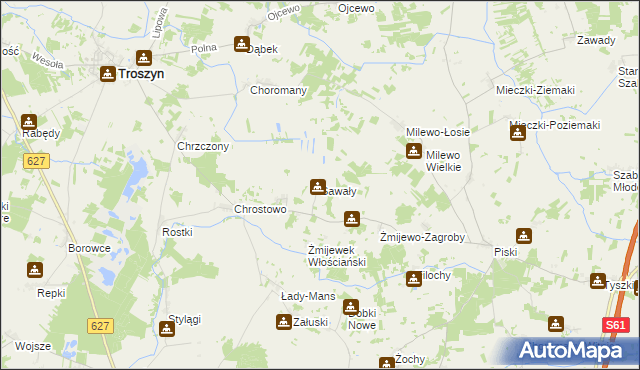 mapa Sawały, Sawały na mapie Targeo