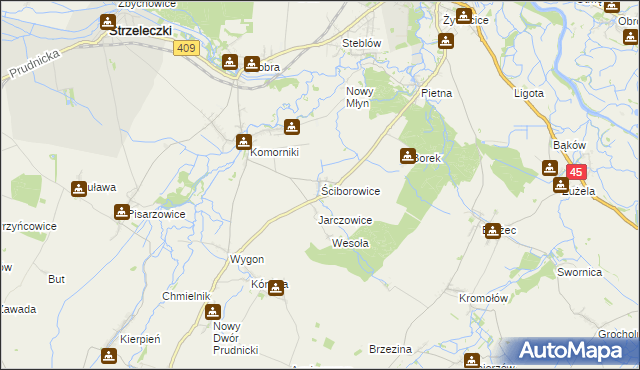 mapa Ściborowice, Ściborowice na mapie Targeo