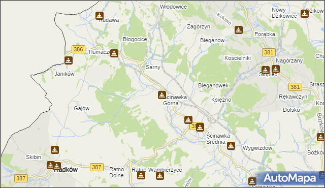 mapa Ścinawka Górna, Ścinawka Górna na mapie Targeo