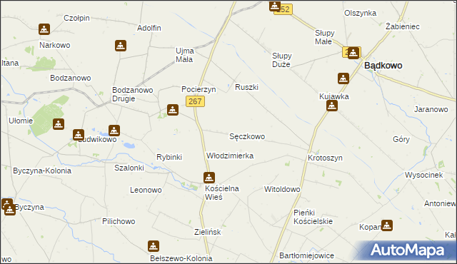 mapa Sęczkowo gmina Osięciny, Sęczkowo gmina Osięciny na mapie Targeo