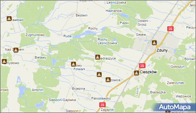 mapa Sędraszyce, Sędraszyce na mapie Targeo