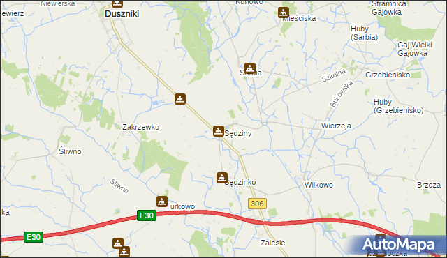 mapa Sędziny, Sędziny na mapie Targeo