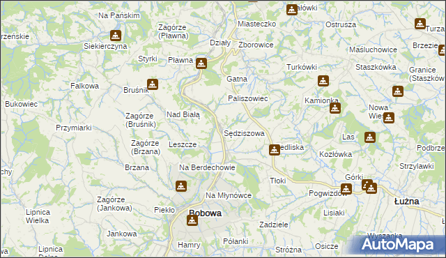 mapa Sędziszowa gmina Bobowa, Sędziszowa gmina Bobowa na mapie Targeo