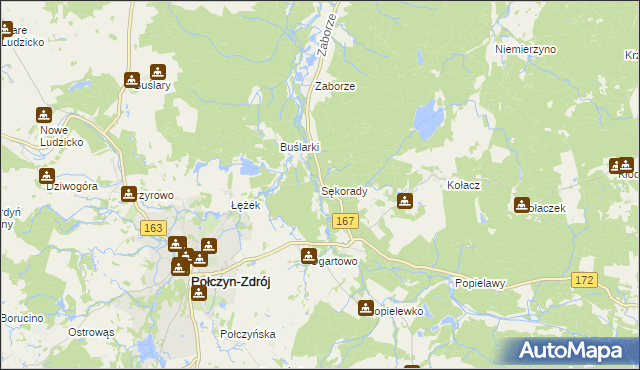 mapa Sękorady, Sękorady na mapie Targeo