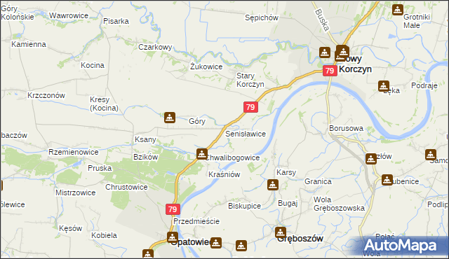 mapa Senisławice, Senisławice na mapie Targeo