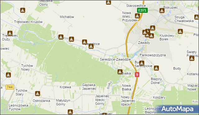 mapa Seredzice-Zawodzie, Seredzice-Zawodzie na mapie Targeo