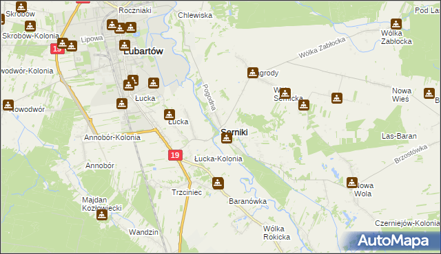 mapa Serniki, Serniki na mapie Targeo