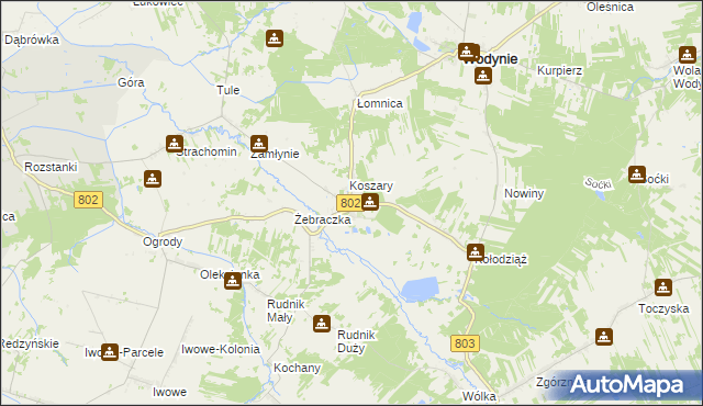 mapa Seroczyn gmina Wodynie, Seroczyn gmina Wodynie na mapie Targeo