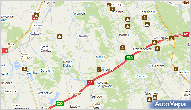 mapa Seroki gmina Łyszkowice, Seroki gmina Łyszkowice na mapie Targeo