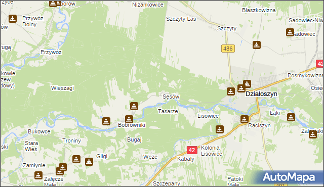 mapa Sęsów, Sęsów na mapie Targeo