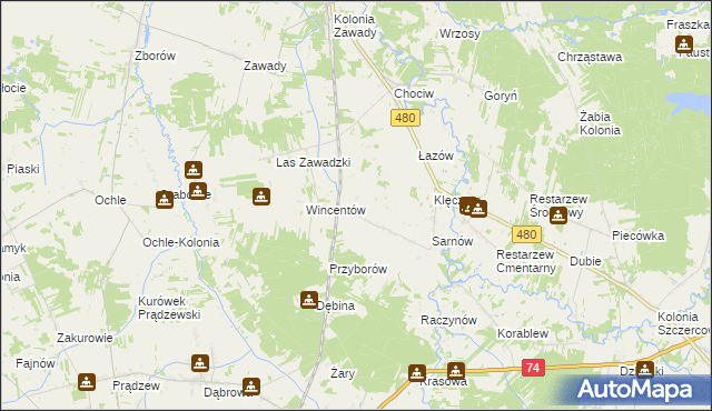 mapa Sewerynów gmina Widawa, Sewerynów gmina Widawa na mapie Targeo