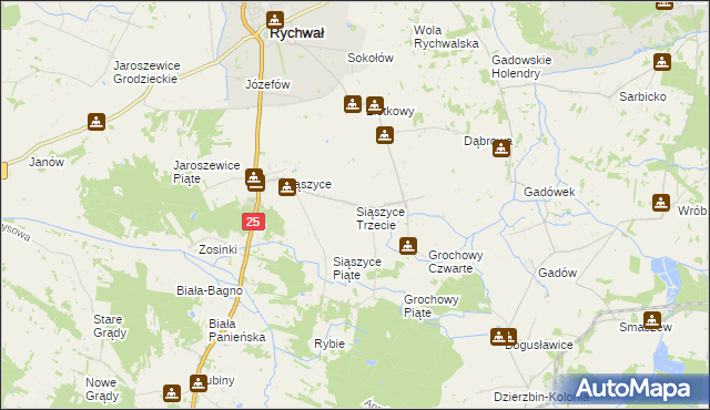 mapa Siąszyce Trzecie, Siąszyce Trzecie na mapie Targeo