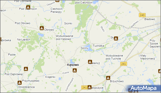 mapa Siciny gmina Kęsowo, Siciny gmina Kęsowo na mapie Targeo