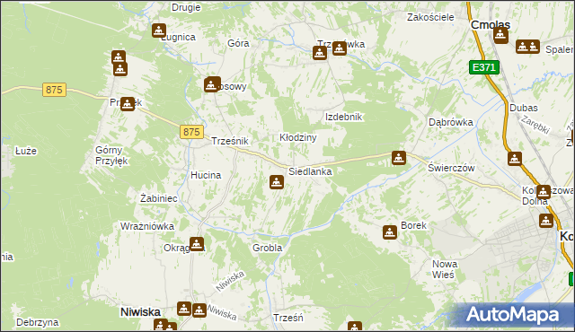 mapa Siedlanka, Siedlanka na mapie Targeo