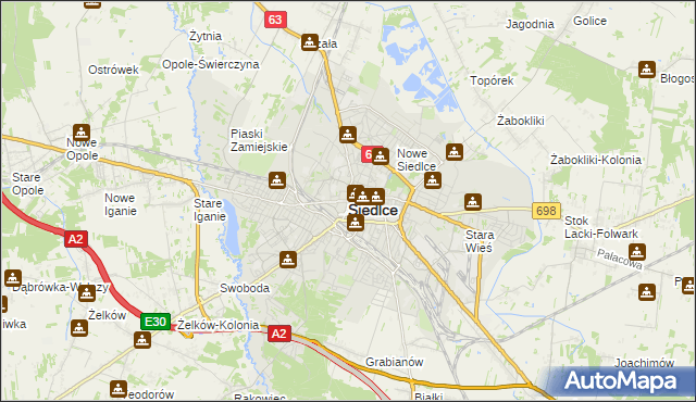 mapa Siedlce, Siedlce na mapie Targeo