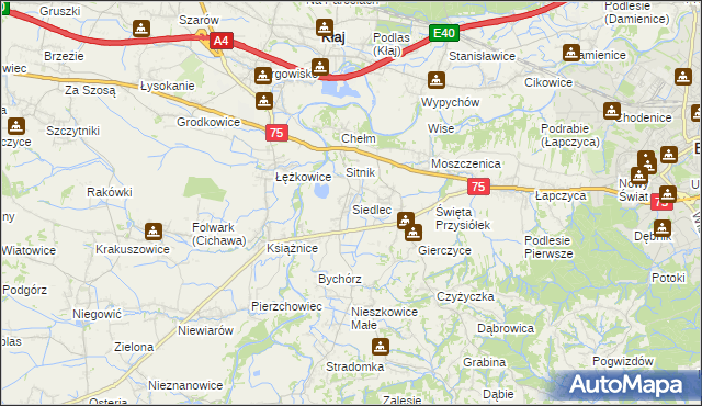 mapa Siedlec gmina Bochnia, Siedlec gmina Bochnia na mapie Targeo