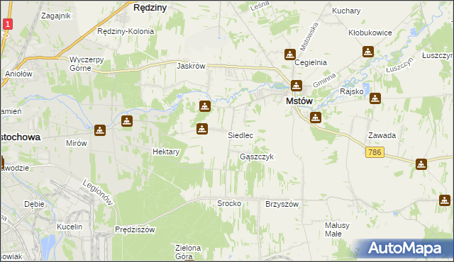 mapa Siedlec gmina Mstów, Siedlec gmina Mstów na mapie Targeo