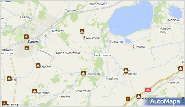 mapa Siedlimowice, Siedlimowice na mapie Targeo