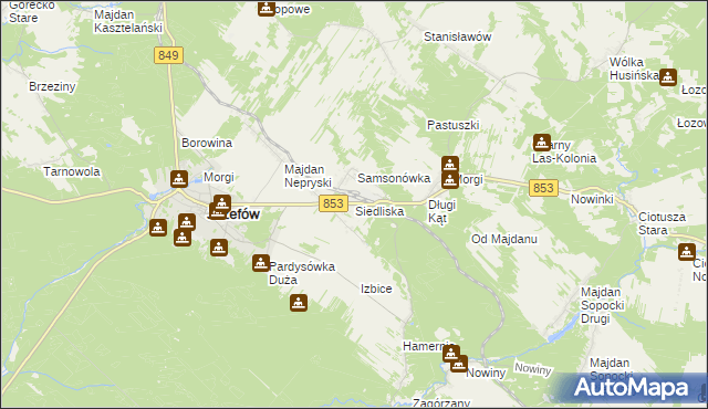 mapa Siedliska gmina Józefów, Siedliska gmina Józefów na mapie Targeo