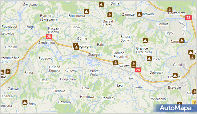 mapa Siedliska Sławęcińskie, Siedliska Sławęcińskie na mapie Targeo