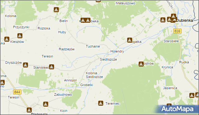 mapa Siedliszcze gmina Dubienka, Siedliszcze gmina Dubienka na mapie Targeo