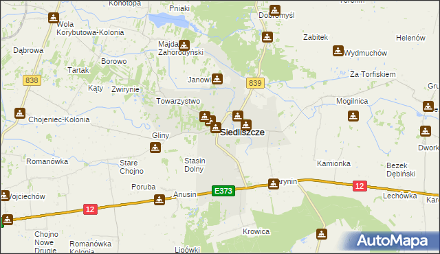 mapa Siedliszcze powiat chełmski, Siedliszcze powiat chełmski na mapie Targeo