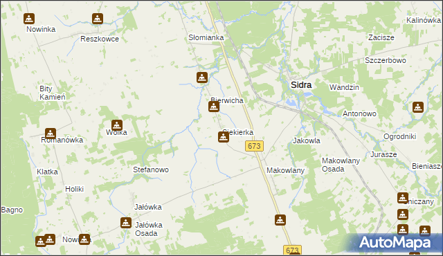 mapa Siekierka gmina Sidra, Siekierka gmina Sidra na mapie Targeo