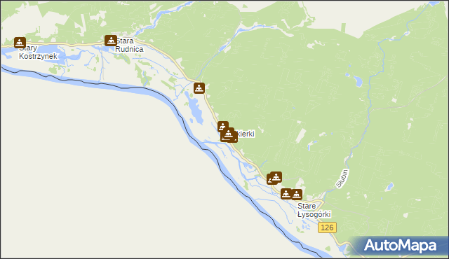 mapa Siekierki gmina Cedynia, Siekierki gmina Cedynia na mapie Targeo