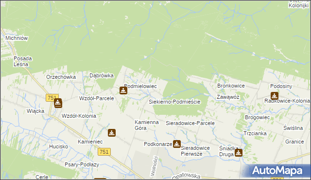mapa Siekierno-Przedgrab, Siekierno-Przedgrab na mapie Targeo