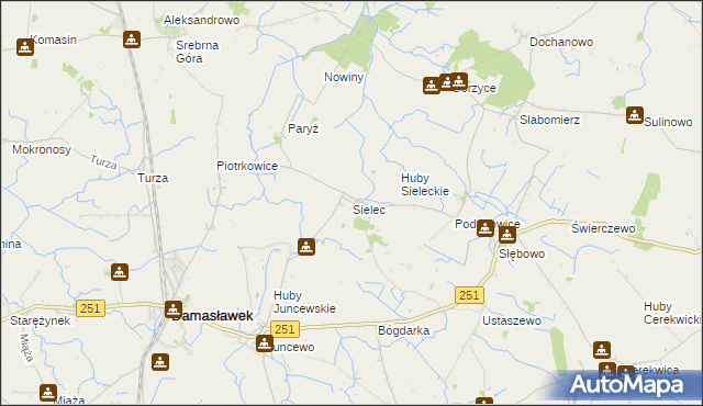 mapa Sielec gmina Żnin, Sielec gmina Żnin na mapie Targeo
