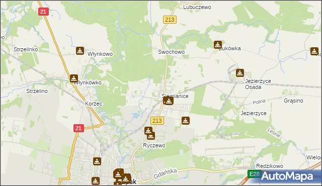 mapa Siemianice gmina Słupsk, Siemianice gmina Słupsk na mapie Targeo