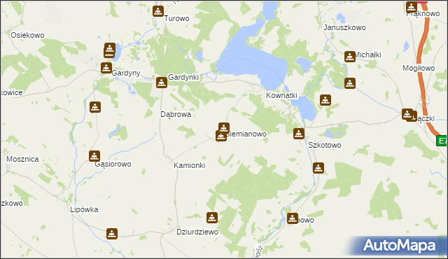 mapa Siemianowo gmina Kozłowo, Siemianowo gmina Kozłowo na mapie Targeo