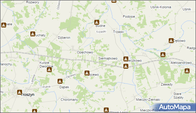 mapa Siemiątkowo gmina Troszyn, Siemiątkowo gmina Troszyn na mapie Targeo