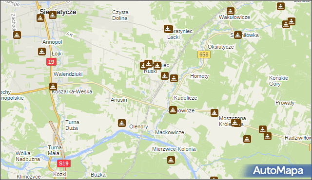 mapa Siemiatycze-Stacja, Siemiatycze-Stacja na mapie Targeo