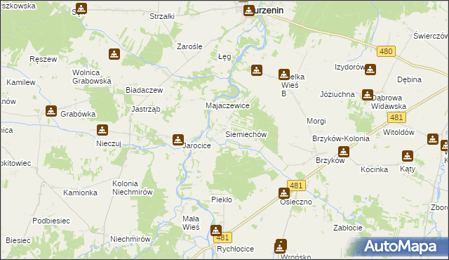 mapa Siemiechów gmina Widawa, Siemiechów gmina Widawa na mapie Targeo