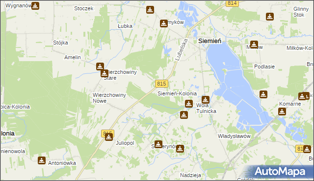 mapa Siemień-Kolonia, Siemień-Kolonia na mapie Targeo