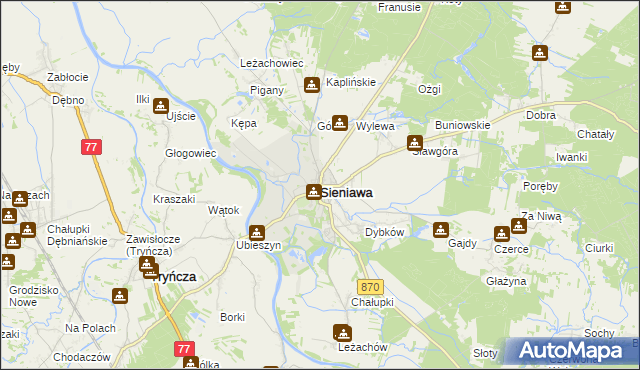 mapa Sieniawa powiat przeworski, Sieniawa powiat przeworski na mapie Targeo