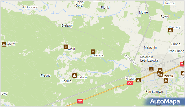 mapa Sienica gmina Czersk, Sienica gmina Czersk na mapie Targeo