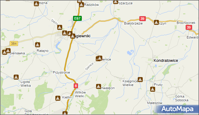 mapa Sienice, Sienice na mapie Targeo